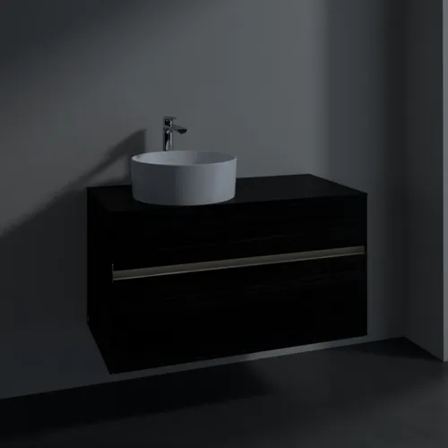 Bild von VILLEROY BOCH Collaro Waschbeckenunterschrank, mit Beleuchtung, 2 Auszüge, 1000 x 548 x 500 mm, Black Oak / Black Oak #C039B0AB