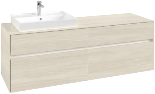 Picture of VILLEROY BOCH Collaro Vanity unit, with lighting, 4 pull-out compartments, 1600 x 548 x 500 mm, White Oak / White Oak #C022B0AA