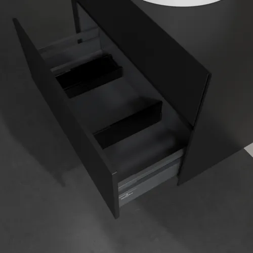 Bild von VILLEROY BOCH Collaro Waschbeckenunterschrank, 2 Auszüge, 800 x 548 x 500 mm, Volcano Black / Volcano Black #C03700VL