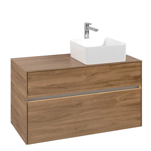 Picture of VILLEROY BOCH Collaro Vanity unit, with lighting, 2 pull-out compartments, 1000 x 548 x 500 mm, Oak Kansas #C040B0RH
