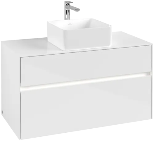 Obrázek VILLEROY BOCH Collaro toaletní skříňka, s osvětlením, 2 výsuvy, 1000 x 548 x 500 mm, lesklá bílá / lesklá bílá #C038B0DH