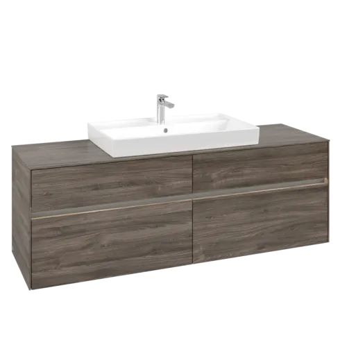 Picture of VILLEROY BOCH Collaro Vanity unit, with lighting, 4 pull-out compartments, 1600 x 548 x 500 mm, Stone Oak #C028B0RK