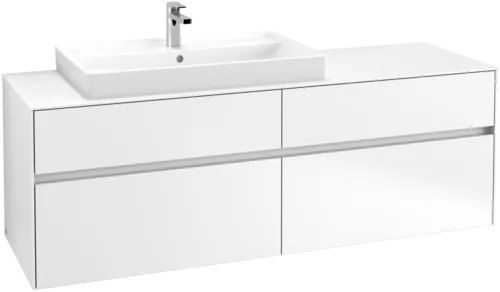 Picture of VILLEROY BOCH Collaro Vanity unit, with lighting, 4 pull-out compartments, 1600 x 548 x 500 mm, White Matt / White Matt #C026B0MS