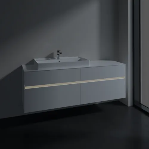 Bild von VILLEROY BOCH Collaro Waschbeckenunterschrank, mit Beleuchtung, 4 Auszüge, 1600 x 548 x 500 mm, White Matt / White Matt #C026B0MS