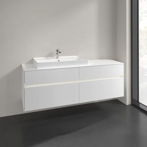 Bild von VILLEROY BOCH Collaro Waschbeckenunterschrank, mit Beleuchtung, 4 Auszüge, 1600 x 548 x 500 mm, White Matt / White Matt #C026B0MS