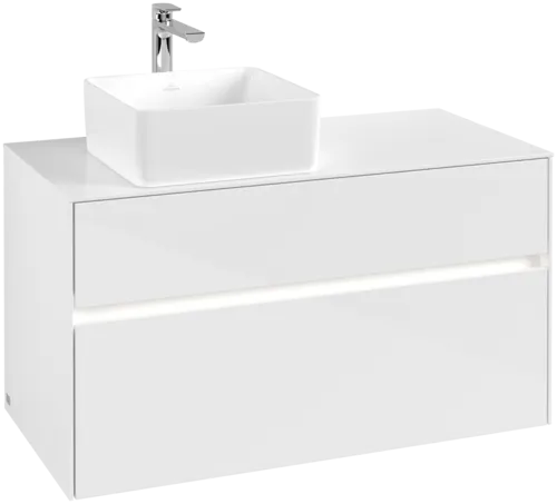 Obrázek VILLEROY BOCH Collaro toaletní skříňka, s osvětlením, 2 výsuvy, 1000 x 548 x 500 mm, lesklá bílá / lesklá bílá #C039B0DH