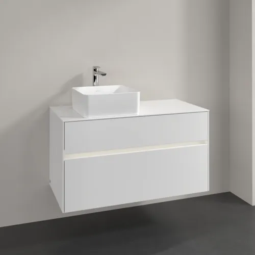 Bild von VILLEROY BOCH Collaro Waschbeckenunterschrank, mit Beleuchtung, 2 Auszüge, 1000 x 548 x 500 mm, Glossy White / Glossy White #C039B0DH