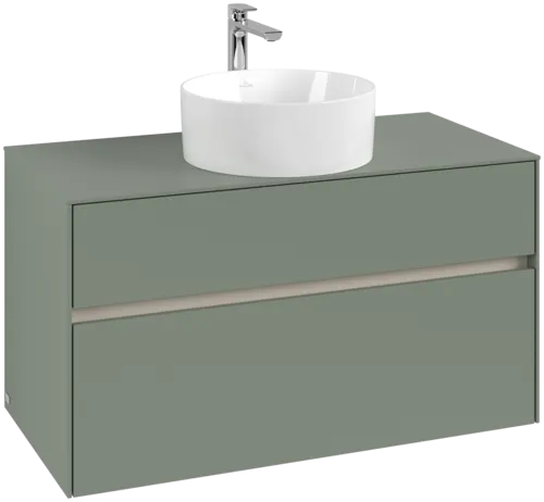 Picture of VILLEROY BOCH Collaro Vanity unit, with lighting, 2 pull-out compartments, 1000 x 548 x 500 mm, Soft Green / Soft Green #C038B0AF