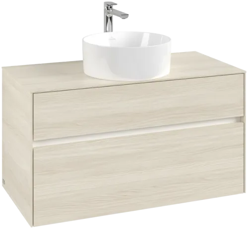 Picture of VILLEROY BOCH Collaro Vanity unit, with lighting, 2 pull-out compartments, 1000 x 548 x 500 mm, White Oak / White Oak #C038B0AA