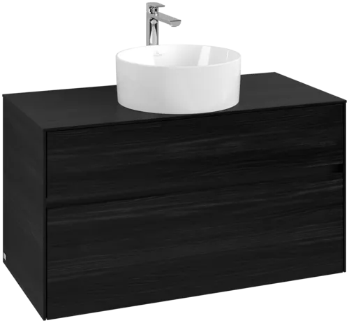 Picture of VILLEROY BOCH Collaro Vanity unit, with lighting, 2 pull-out compartments, 1000 x 548 x 500 mm, Black Oak / Black Oak #C038B0AB