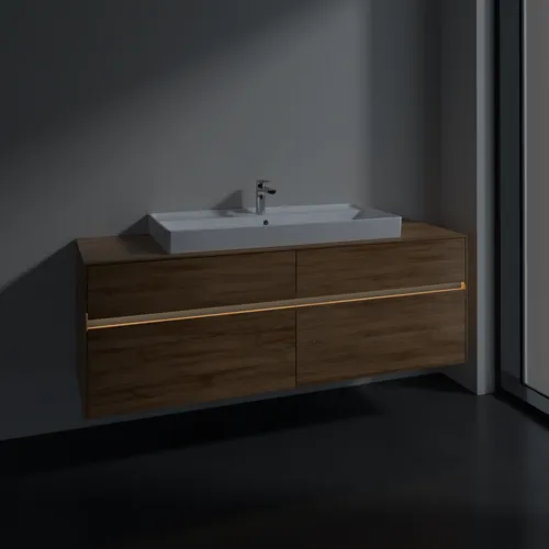 Bild von VILLEROY BOCH Collaro Waschbeckenunterschrank, mit Beleuchtung, 4 Auszüge, 1600 x 548 x 500 mm, Kansas Oak #C031B0RH