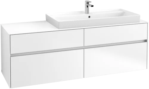 Picture of VILLEROY BOCH Collaro Vanity unit, with lighting, 4 pull-out compartments, 1600 x 548 x 500 mm, White Matt / White Matt #C030B0MS