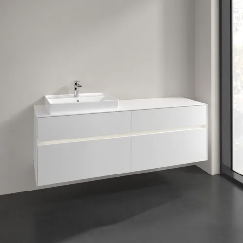Bild von VILLEROY BOCH Collaro Waschbeckenunterschrank, mit Beleuchtung, 4 Auszüge, 1600 x 548 x 500 mm, White Matt / White Matt #C022B0MS