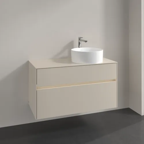VILLEROY BOCH Collaro Waschbeckenunterschrank, mit Beleuchtung, 2 Auszüge, 1000 x 548 x 500 mm, Cashmere Grey / Cashmere Grey #C040B0VN, Bild 2