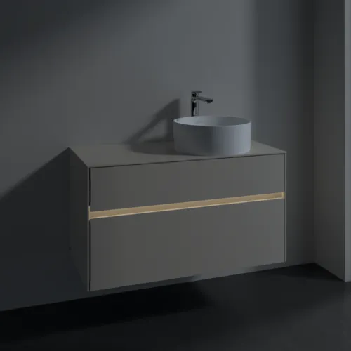 VILLEROY BOCH Collaro Waschbeckenunterschrank, mit Beleuchtung, 2 Auszüge, 1000 x 548 x 500 mm, Cashmere Grey / Cashmere Grey #C040B0VN, Bild 5