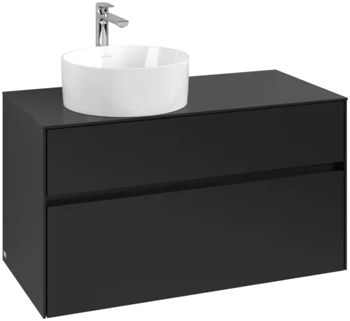 Picture of VILLEROY BOCH Collaro Vanity unit, with lighting, 2 pull-out compartments, 1000 x 548 x 500 mm, Volcano Black / Volcano Black #C039B0VL