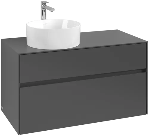 Picture of VILLEROY BOCH Collaro Vanity unit, with lighting, 2 pull-out compartments, 1000 x 548 x 500 mm, Graphite / Graphite #C039B0VR