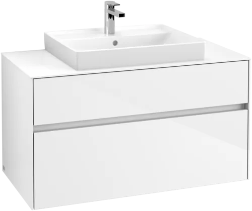 Зображення з  VILLEROY BOCH Collaro Vanity unit, with lighting, 2 pull-out compartments, 1000 x 548 x 500 mm, Glossy White / Glossy White #C019B0DH