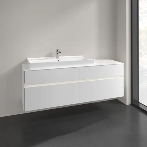 Bild von VILLEROY BOCH Collaro Waschbeckenunterschrank, mit Beleuchtung, 4 Auszüge, 1600 x 548 x 500 mm, White Matt / White Matt #C029B0MS