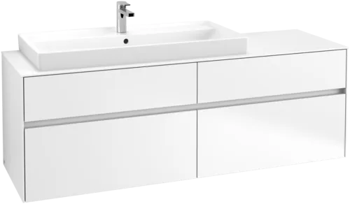 Picture of VILLEROY BOCH Collaro Vanity unit, with lighting, 4 pull-out compartments, 1600 x 548 x 500 mm, White Matt / White Matt #C029B0MS
