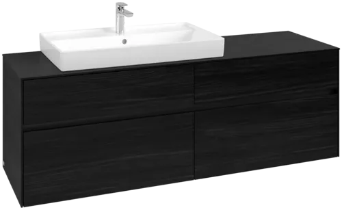 Picture of VILLEROY BOCH Collaro Vanity unit, with lighting, 4 pull-out compartments, 1600 x 548 x 500 mm, Black Oak / Black Oak #C026B0AB
