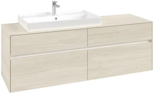 Picture of VILLEROY BOCH Collaro Vanity unit, with lighting, 4 pull-out compartments, 1600 x 548 x 500 mm, White Oak / White Oak #C026B0AA