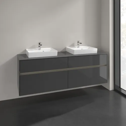 Bild von VILLEROY BOCH Collaro Waschbeckenunterschrank, mit Beleuchtung, 4 Auszüge, 1600 x 548 x 500 mm, Glossy Grey / Glossy Grey #C021B0FP