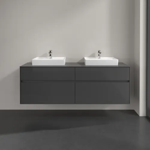 Bild von VILLEROY BOCH Collaro Waschbeckenunterschrank, mit Beleuchtung, 4 Auszüge, 1600 x 548 x 500 mm, Glossy Grey / Glossy Grey #C021B0FP