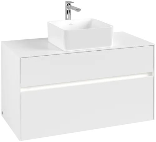 Obrázek VILLEROY BOCH Collaro toaletní skříňka, s osvětlením, 2 výsuvy, 1000 x 548 x 500 mm, bílá matná / bílá matná #C038B0MS