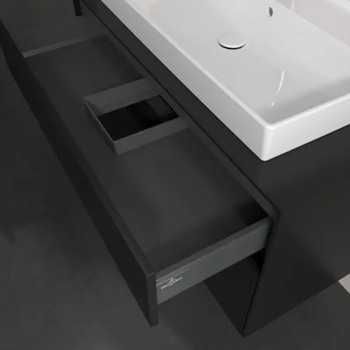 Bild von VILLEROY BOCH Collaro Waschbeckenunterschrank, 2 Auszüge, 1000 x 548 x 500 mm, Volcano Black / Volcano Black #C02000VL