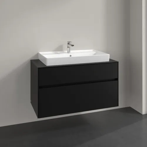 Bild von VILLEROY BOCH Collaro Waschbeckenunterschrank, 2 Auszüge, 1000 x 548 x 500 mm, Volcano Black / Volcano Black #C02000VL