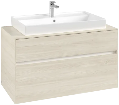 Picture of VILLEROY BOCH Collaro Vanity unit, with lighting, 2 pull-out compartments, 1000 x 548 x 500 mm, White Oak / White Oak #C020B0AA