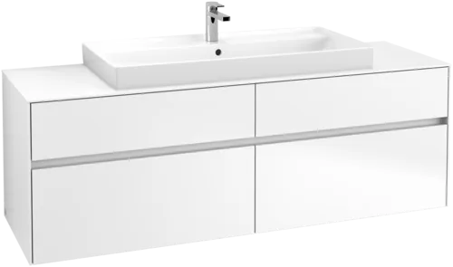 Picture of VILLEROY BOCH Collaro Vanity unit, with lighting, 4 pull-out compartments, 1600 x 548 x 500 mm, White Matt / White Matt #C031B0MS