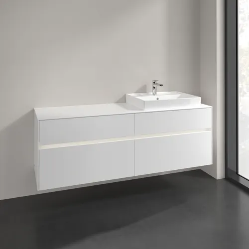 Bild von VILLEROY BOCH Collaro Waschbeckenunterschrank, mit Beleuchtung, 4 Auszüge, 1600 x 548 x 500 mm, White Matt / White Matt #C023B0MS