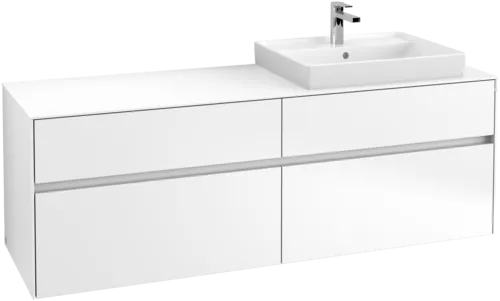 Picture of VILLEROY BOCH Collaro Vanity unit, with lighting, 4 pull-out compartments, 1600 x 548 x 500 mm, White Matt / White Matt #C023B0MS