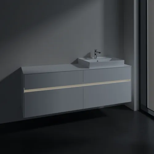 Bild von VILLEROY BOCH Collaro Waschbeckenunterschrank, mit Beleuchtung, 4 Auszüge, 1600 x 548 x 500 mm, White Matt / White Matt #C023B0MS