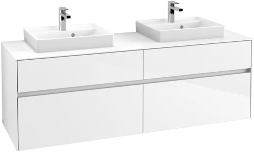 Picture of VILLEROY BOCH Collaro Vanity unit, with lighting, 4 pull-out compartments, 1600 x 548 x 500 mm, Glossy White / Glossy White #C021B0DH