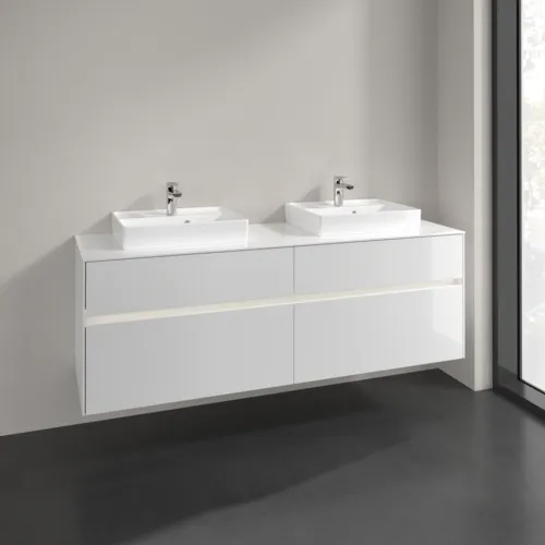 Bild von VILLEROY BOCH Collaro Waschbeckenunterschrank, mit Beleuchtung, 4 Auszüge, 1600 x 548 x 500 mm, Glossy White / Glossy White #C021B0DH