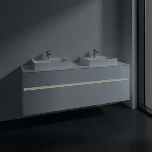 Bild von VILLEROY BOCH Collaro Waschbeckenunterschrank, mit Beleuchtung, 4 Auszüge, 1600 x 548 x 500 mm, Glossy White / Glossy White #C021B0DH