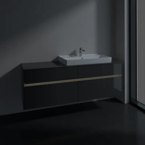 VILLEROY BOCH Collaro Waschbeckenunterschrank, mit Beleuchtung, 4 Auszüge, 1600 x 548 x 500 mm, Glossy Grey / Glossy Grey #C027B0FP, Bild 5