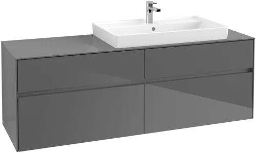 Picture of VILLEROY BOCH Collaro Vanity unit, with lighting, 4 pull-out compartments, 1600 x 548 x 500 mm, Glossy Grey / Glossy Grey #C027B0FP