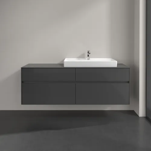 VILLEROY BOCH Collaro Waschbeckenunterschrank, mit Beleuchtung, 4 Auszüge, 1600 x 548 x 500 mm, Glossy Grey / Glossy Grey #C027B0FP, Bild 3