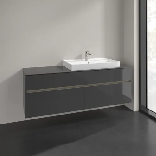 VILLEROY BOCH Collaro Waschbeckenunterschrank, mit Beleuchtung, 4 Auszüge, 1600 x 548 x 500 mm, Glossy Grey / Glossy Grey #C027B0FP, Bild 2