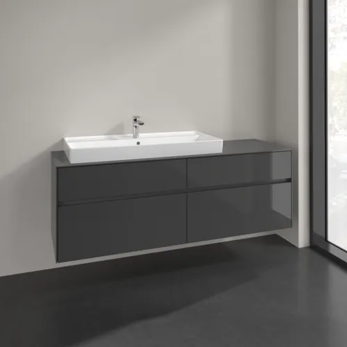 VILLEROY BOCH Collaro Waschbeckenunterschrank, 4 Auszüge, 1600 x 548 x 500 mm, Glossy Grey / Glossy Grey #C02900FP, Bild 2