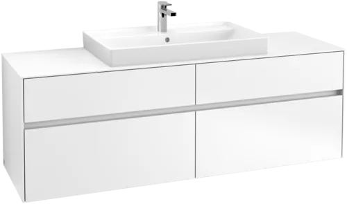 Picture of VILLEROY BOCH Collaro Vanity unit, with lighting, 4 pull-out compartments, 1600 x 548 x 500 mm, White Matt / White Matt #C028B0MS