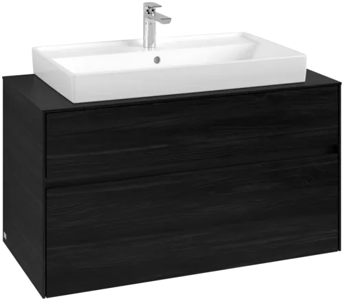 Picture of VILLEROY BOCH Collaro Vanity unit, with lighting, 2 pull-out compartments, 1000 x 548 x 500 mm, Black Oak / Black Oak #C020B0AB