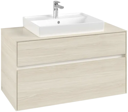 Picture of VILLEROY BOCH Collaro Vanity unit, with lighting, 2 pull-out compartments, 1000 x 548 x 500 mm, White Oak / White Oak #C019B0AA