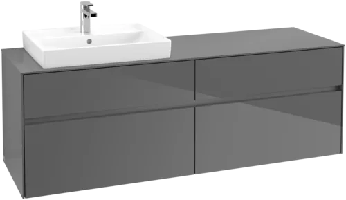 Picture of VILLEROY BOCH Collaro Vanity unit, with lighting, 4 pull-out compartments, 1600 x 548 x 500 mm, Glossy Grey / Glossy Grey #C022B0FP