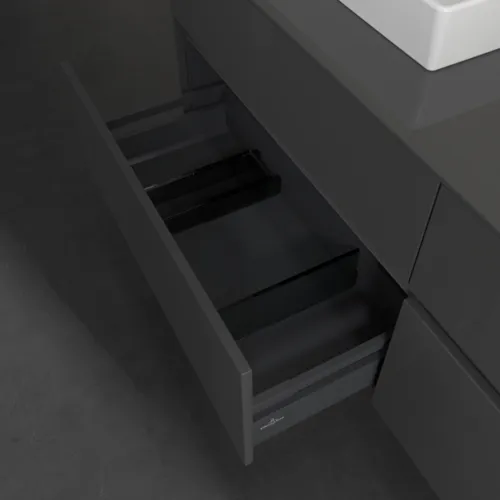 Bild von VILLEROY BOCH Collaro Waschbeckenunterschrank, 4 Auszüge, 1600 x 548 x 500 mm, Glossy Grey / Glossy Grey #C02100FP