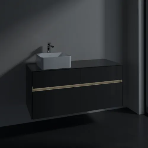 VILLEROY BOCH Collaro Waschbeckenunterschrank, mit Beleuchtung, 4 Auszüge, 1200 x 548 x 500 mm, Glossy Grey / Glossy Grey #C042B0FP, Bild 5
